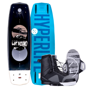 Black and blue Sender w/Team X Binding featuring palm tree graphics.