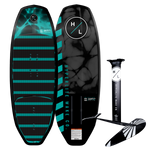 Top and base of Hyperlite Shuttle wakeboard include the Falcon Foil Kit with teal and black designs.
