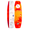 Top and base of colorful TNT wakeboard with E-Core Construction designs in red, white, and orange.