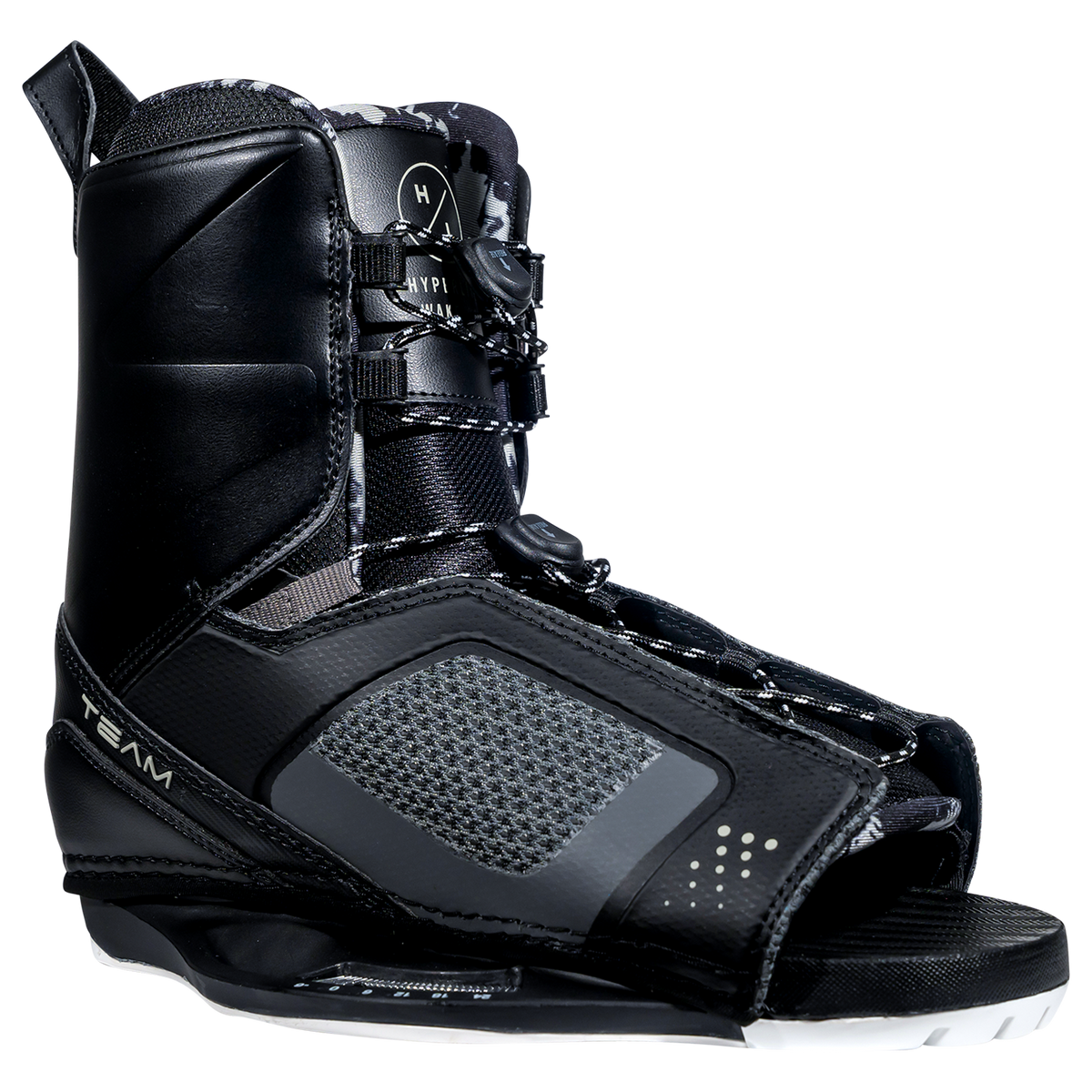 Team OT Binding: Black boot with Low Pro Plate and adjustable open toe design.