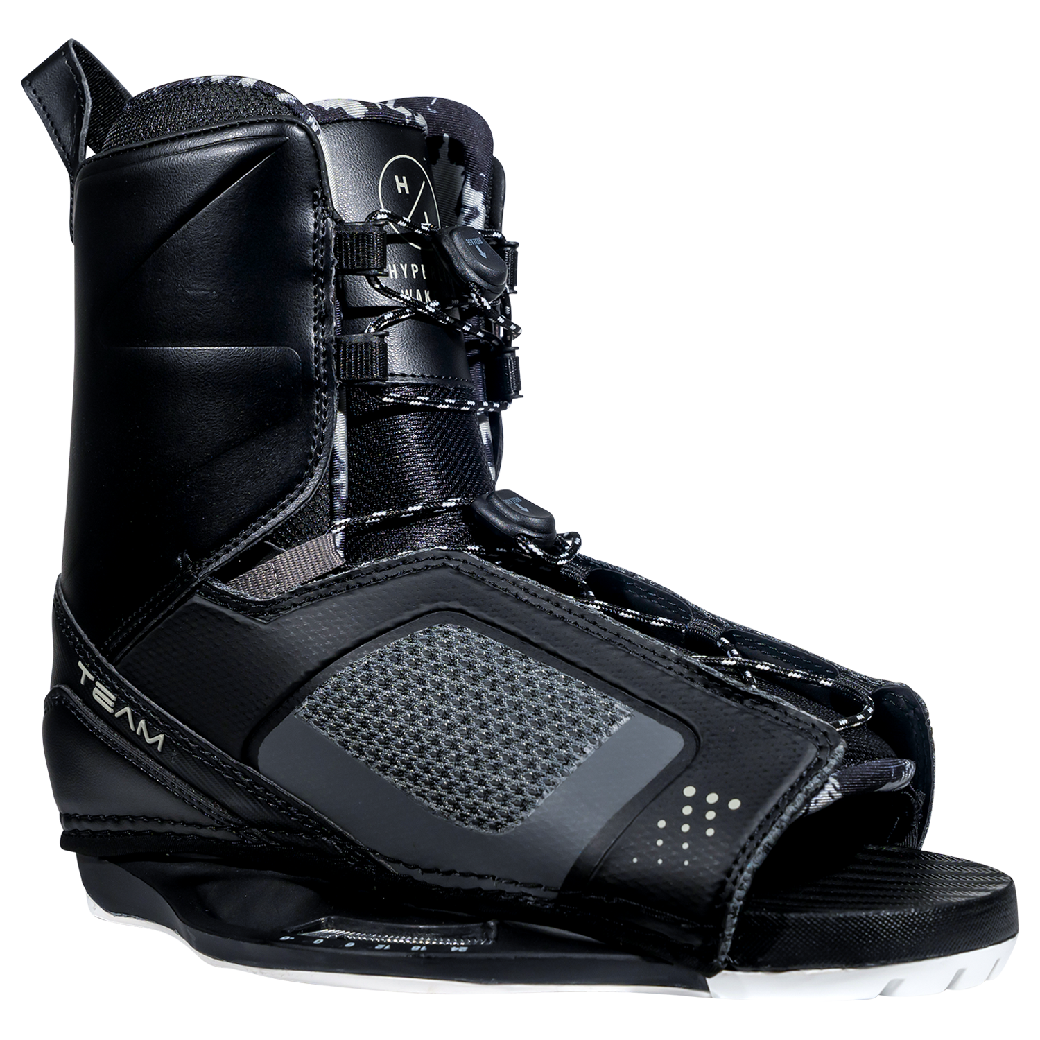Team OT Binding: Black boot with Low Pro Plate and adjustable open toe design.