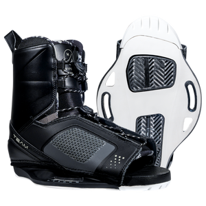 Team OT Binding: black with white soles, textured accents, Low Pro Plate System.