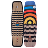 Top and base of colorful Union wakeboard with wave and drop motifs feature a strong Woodlite Core.