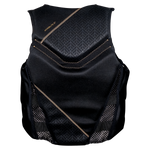 Black Womens Domain Vest, geometric textured design, mesh panels, US Coast Guard approved.
