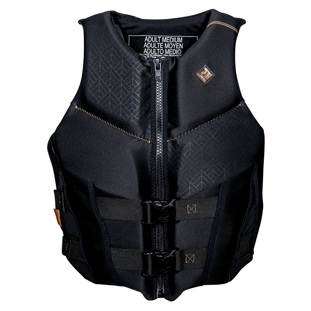 Womens Domain Vest: US Coast Guard approved, front zipper, double buckle straps.
