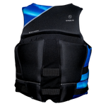 Womens Logic neoprene life vest in black and blue with Hyperlite logo.