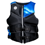 Womens Logic neoprene life vest, black/blue with zippers and buckles.