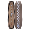 Top and base of Wizardstick wakeboard in brown with checkered patterns and intricate designs.