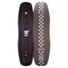 Top and base of Wizardstick wakeboard in brown with checkered patterns and intricate designs.