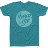 Front view of the Youth Fun Seeker T in turquoise with a large circular Hyperlite graphic.