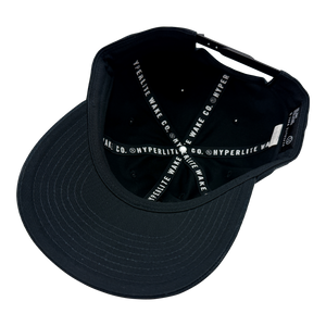 Inside view of the Lo-Rise Hat showing black interior panels and branded taping.