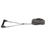 Angled view of Outlaw handle with black grip and gray end caps attached to gray rope.