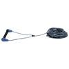 Angled view of Progression Series handle with black grip, blue end caps, and coiled blue rope.