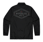 Back view of the black Riders Coach Jacket with bold geometric Hyperlite logo.