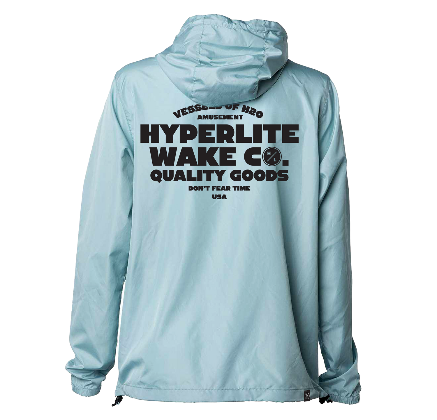 Back view of Skywalker Windbreaker showing large black graphic text design.