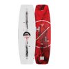 Top and base view of Bloodline wakeboard with white fanged mouth top and red HL logo base.