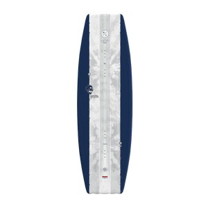 Top view of Capitol wakeboard with navy rails and light center design.