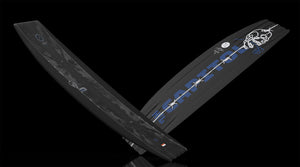 Angled view of Capitol Loaded wakeboard with dark marbled design and bold graphics.