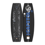 Top and bottom view of Capitol Loaded wakeboard with skull and barbed wire graphics.
