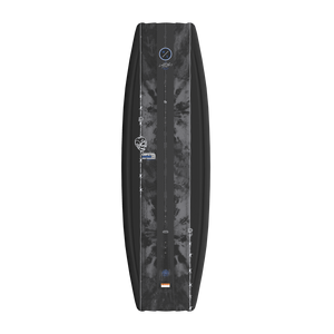 Top view of Capitol Loaded wakeboard with dark marbled base and white skull detail.