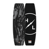 Top and base view of Impulse wakeboard with black marbled design and small circular logos.