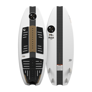 Top and bottom view of MOAB boards showing logos, fins, and traction pads.