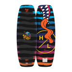 Top and base view of Murray Jr. Boys wakeboard with striped graphics, lion, and tongue artwork.