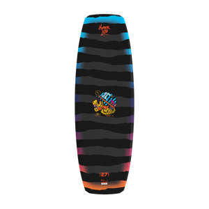 Top view of Murray Jr. Boys wakeboard featuring lion graphic and striped design.
