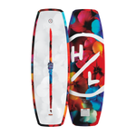 Top and base view of Murray Jr. Girls wakeboard with white top and floral base design.