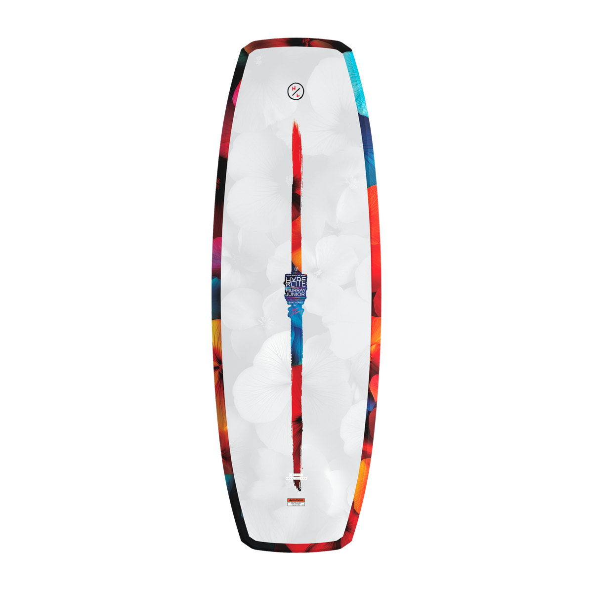 Top view of Murray Jr. Girls wakeboard in white with subtle floral pattern.