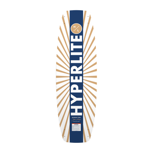 Bottom view of Murray wakeboard with bold gold sunburst and vertical Hyperlite logo.