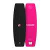 Top and base view of Pleasure wakeboards with black top and pink base in contrast.