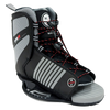 Angled front view of Remix Binding - Red showing the lace system, padded tongue, and gray footbed.