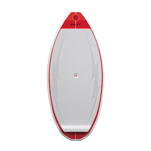 Top view of the Shift wakesurfer in red with a white traction pad.