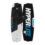 Side-by-side top and base view of State Jr. wakeboard in black, white, and blue.