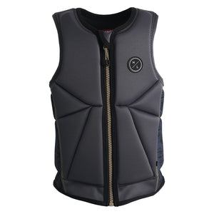 Front view of Storm Jacket showing padded gray panels and circular HL logo on left chest.