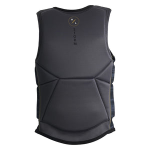 Back view of Storm Jacket showing gray panel design and vertical HL Storm logo.