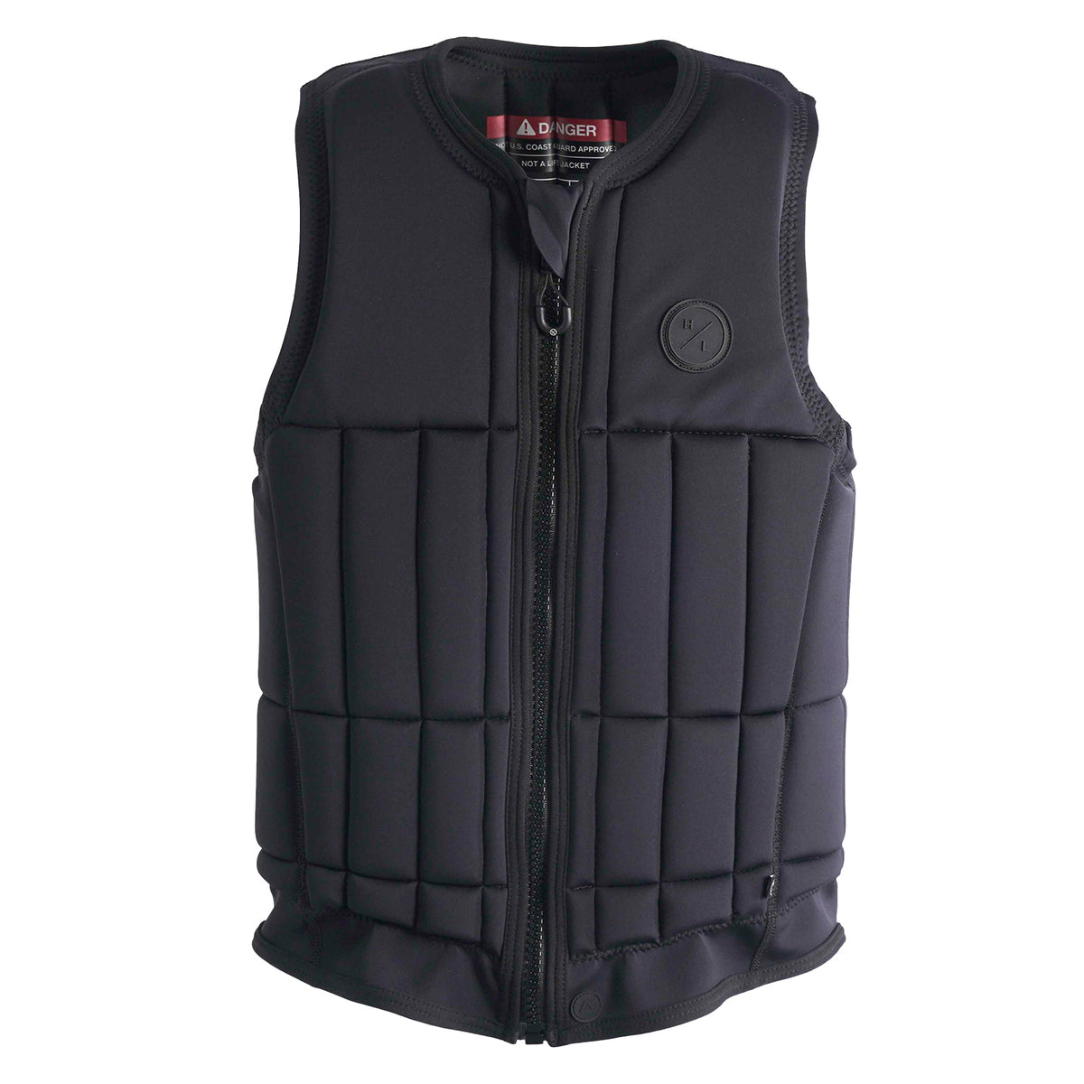 Front view of Talos Jacket with square padded panels and circular HL logo on left chest.
