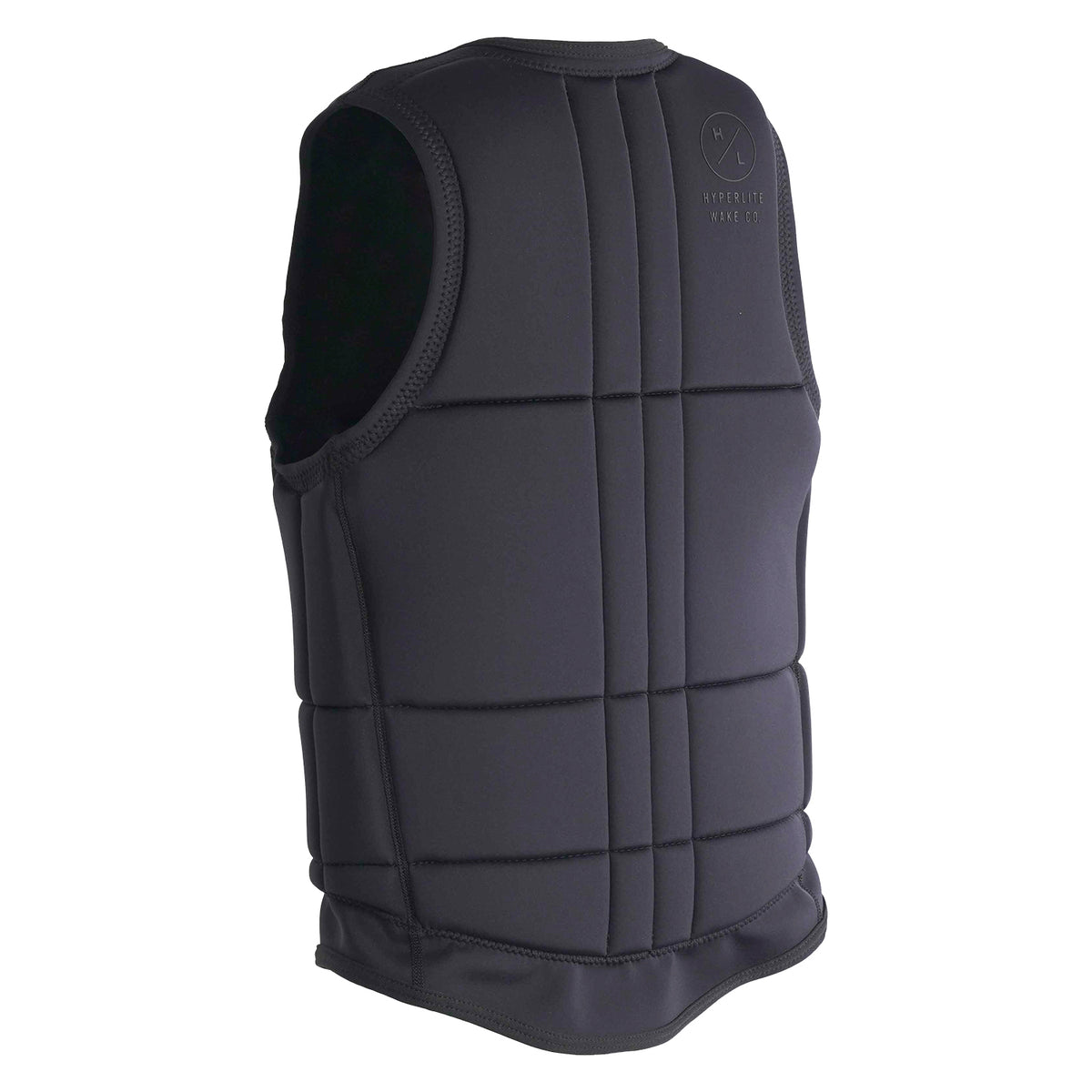 Rear angled view of Talos Jacket showing vertical padded lines and small HL Wake Co. logo.