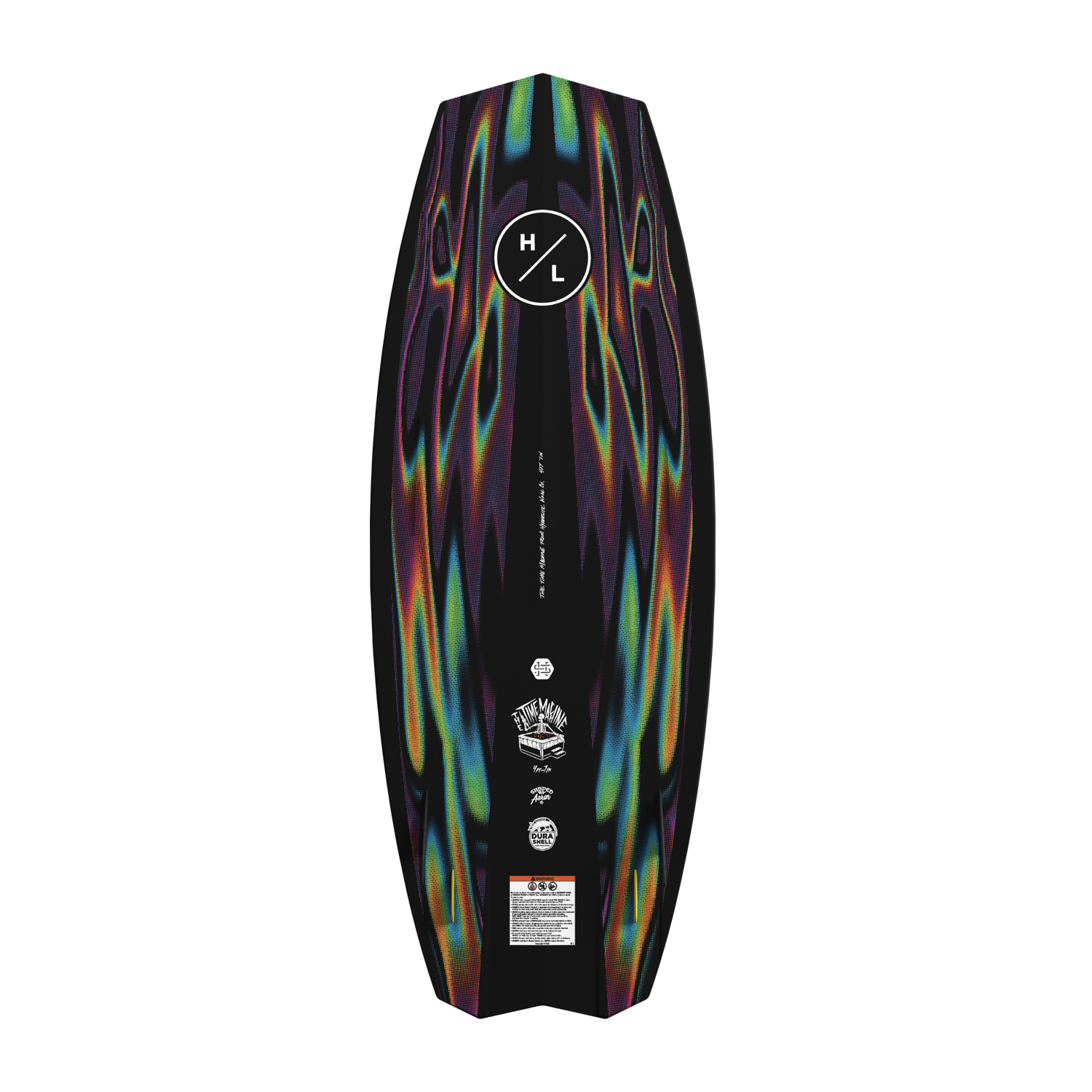 Base view of Time Machine board with colorful abstract design and white logo.