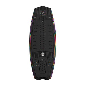 Top view of Time Machine board with black deck and ribbed black traction pad.