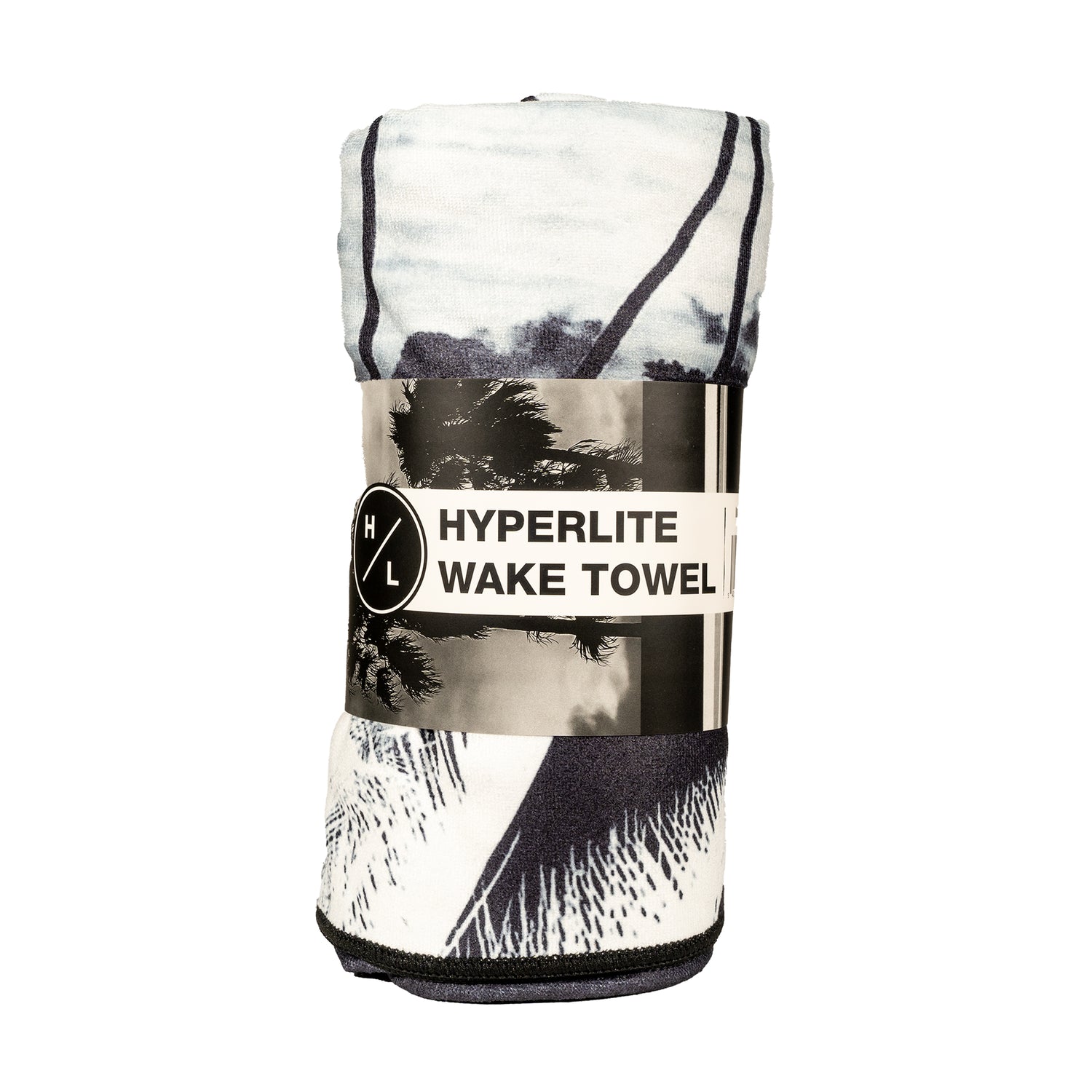 Wake Towel: Microfiber, palm tree pattern, ideal for water absorption.