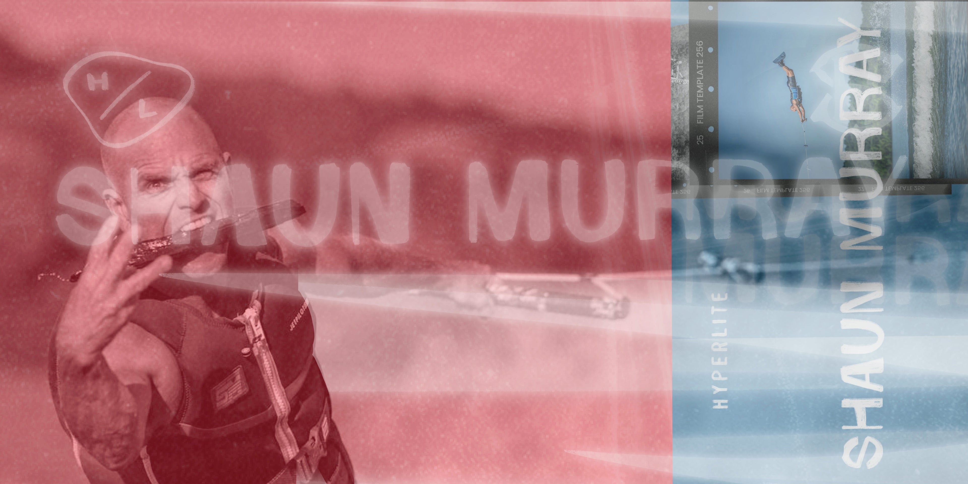 Red-toned image with a man wakeboarding, Shaun Murray text, and HYPERLITE branding.