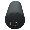Front view of the Cylinder Inflatable Fender with NEO Fender Cover, a black fender with a soft cover and metal D-ring.