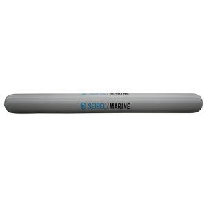 Side view of the 15' Boat Bumper in gray with blue branding, featuring an inflatable design with reinforced seams.
