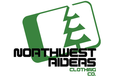 Logo with stylized green tree and Northwest Riders Clothing Co. text.