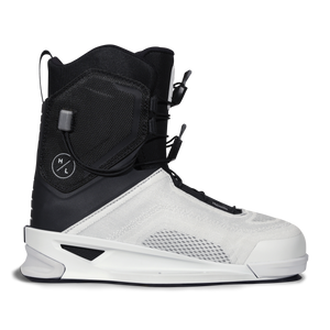 Side view of the MID Binding featuring a black upper panel and white textured lower.