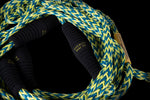 25 Pro Surf Rope w/ Handle Blue & Yellow, coiled with black handles.
