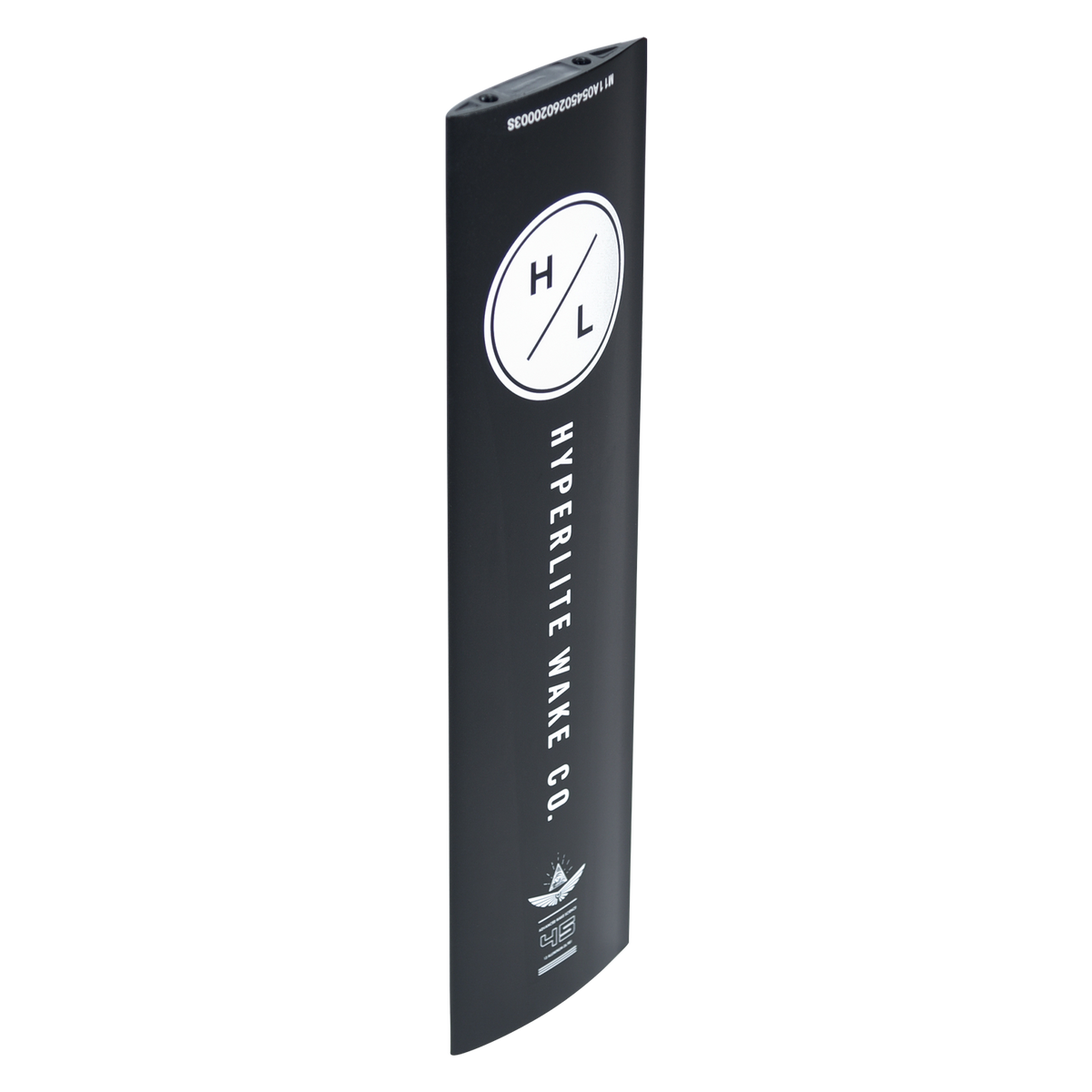 Angled view of the black Aluminum 45 Foil Mast M8 with white Hyperlite logos and a winged emblem.