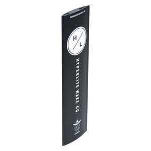 Angled view of the black Aluminum 45 Foil Mast M8 with white Hyperlite logos and a winged emblem.